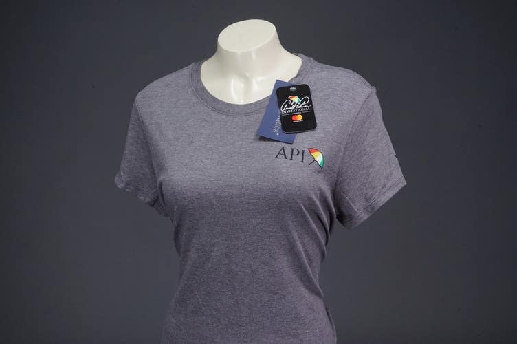 ARNOLD PALMER INVITATIONAL API BAY HILL UMBRELLA GRAY T SHIRT WOMENS MEDIUM