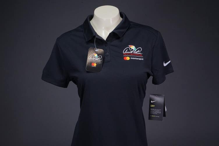 ARNOLD PALMER INVITATIONAL API BLACK DRI-FIT NIKE COLLARED SHIRT WOMENS M