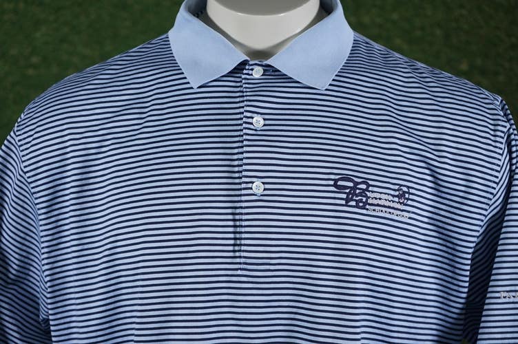 FAIRWAY & GREENE BUTCH HARMON SCHOOL OF GOLF POLO BLUE / BLUE STRIPED LARGE