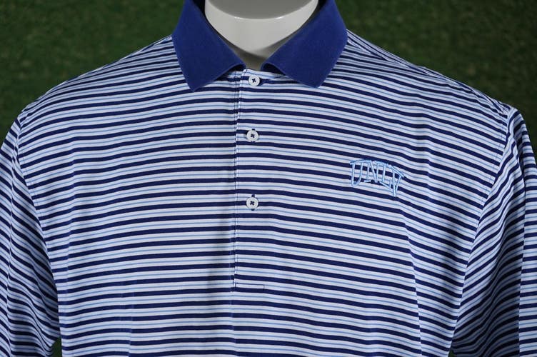 FAIRWAY & GREENE PUREFORMANCE UNLV REBELS GOLF POLO BLUE STRIPED, LARGE ~ L@@K!!