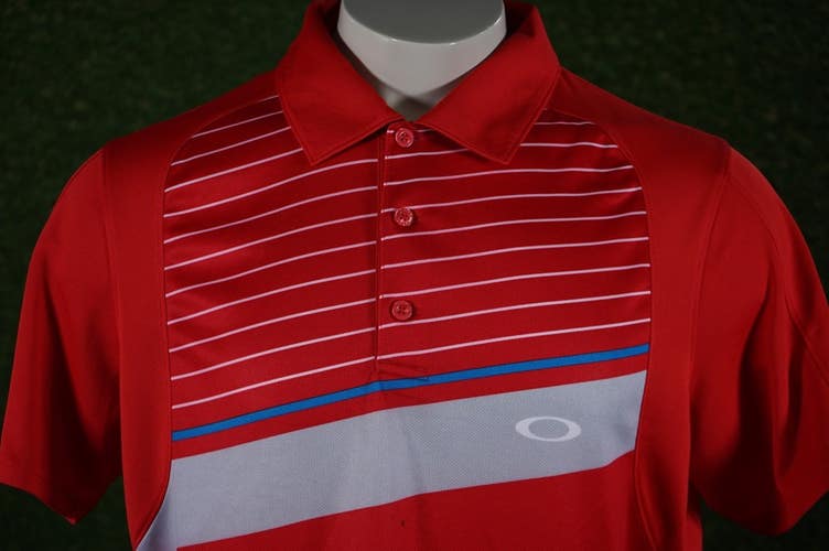 OAKLEY UNLV REBELS LARGE RED / BLACK SHIRT GOLF POLO, W/ TINY HOLE ~ L@@K!!