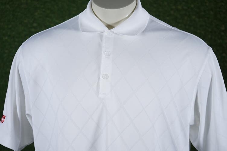 MENS NIKE GOLF DRI-FIT LARGE WHITE UNLV RUNNIN' REBLES POLO SHIRT, VGC ~ L@@K!!