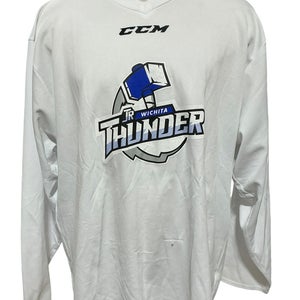 Wichita Jr Thunder White CCM Pro Stock Practice Jersey 9530