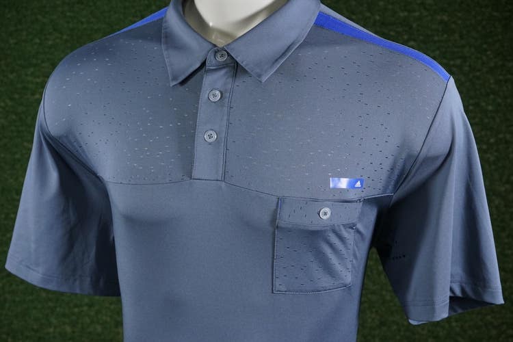 MENS EXTRA LARGE ADIDAS PURE MOTION COOL MAX GOLF POLO GRAY BLUE, NWOT ~ L@@K!