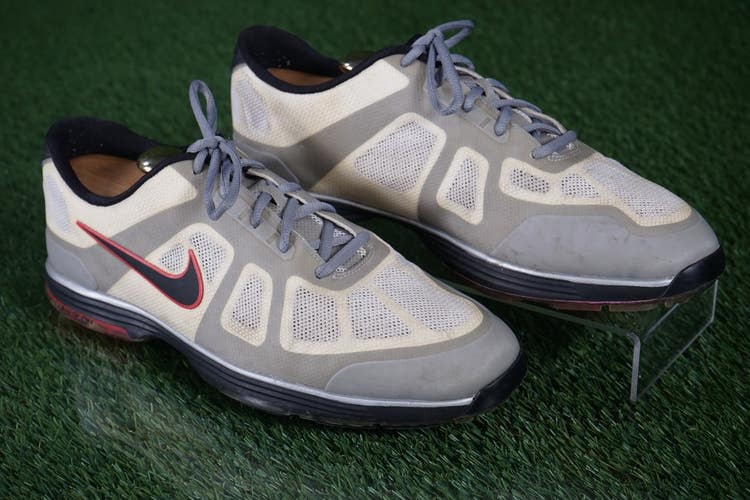 NIKE HYPERFUSE LUNAR ASCEND MEN'S 10.5 GOLF SHOES, GRAY RED WHITE ~ 483841-100