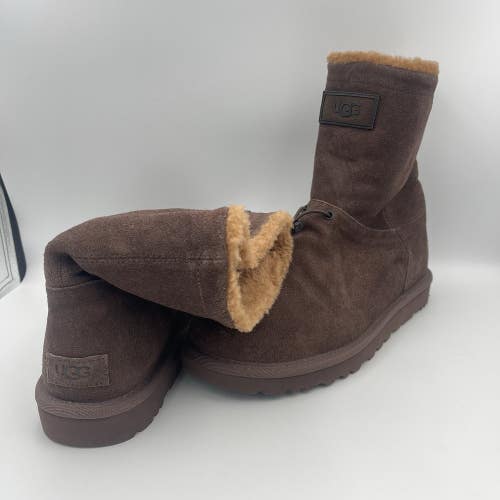 UGG Classic Short Toggler Boots Brown Suede Shearling Womens Size 10 1143938
