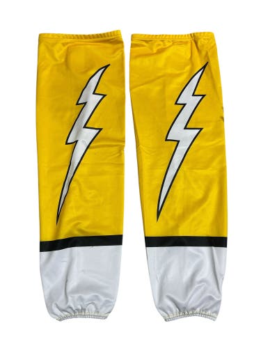 Wichita Thunder Yellow + White Lightning Bolt Pro Stock Game Socks (Used) 78101