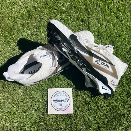 Nike Alpha Menace Elite 4 Football Cleats White/Black (FZ7701-101) Size 14 - New