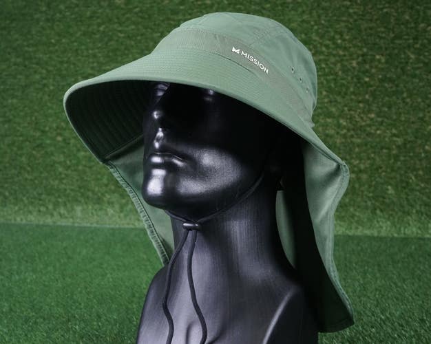 MISSION SUN DEFENDER COOLING NECK GUARD WIDE BRIM HAT GREEN ADULT UNISEX ~ L@@K!