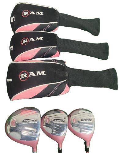 Ram G-Force Women's Wood Set 460cc 12* Driver,3w,5w RH Ladies Graphite HC's Nice