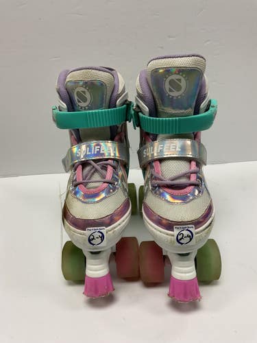 Used SULIFEEL QUAD ADJ 2-4 Junior Rec Fitness Skates Purple Adjustable 11855-S000207127