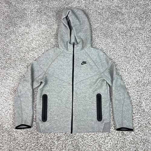 Nike Jacket Boys XL Gray Hooded Full Zip Track Knit Zip Pockets Logo Casual Top