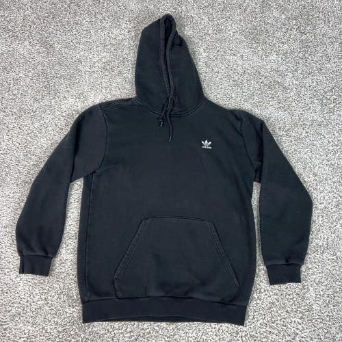 Adidas Hoodie Men Large Black Trefoil Logo Pullover Fleece Sweatshirt Top Casual