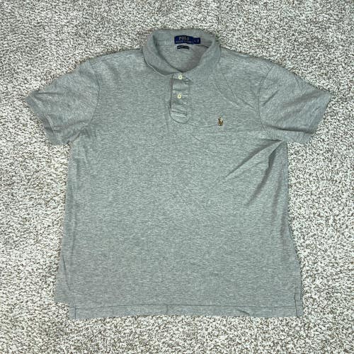 Polo Ralph Lauren Polo Shirt Mens Large Gray Pima Soft Pony Logo Casual Preppy