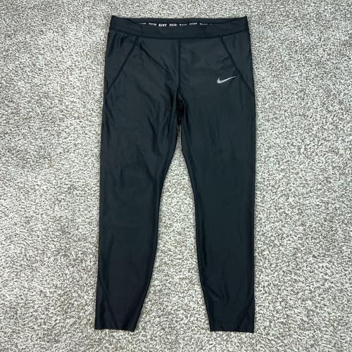 Nike Pants Womens XL Black Dri-FIT Ankle Leggings Yoga Gym Stretch Running Logo