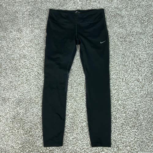 Nike Pants Womens L Black Compression Leggings Dri FIT Running Gym Zip Pocket