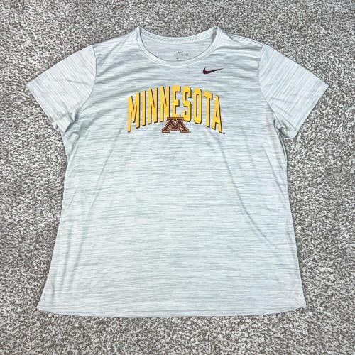 Minnesota Golden Gophers Womens Shirt Large Gray Nike Dri Fit Tee NCAA College