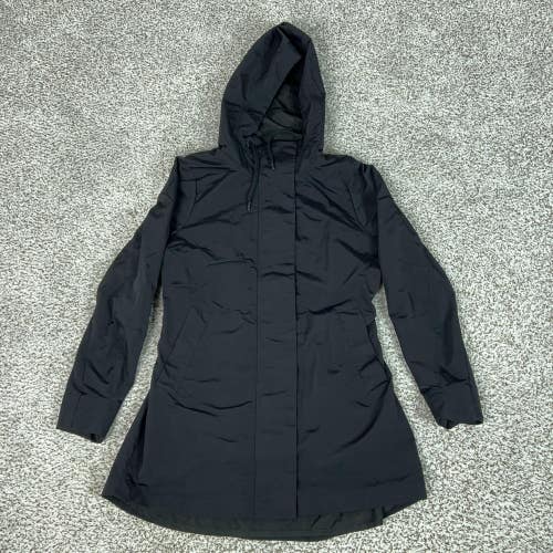 Athleta Coat Womens S Black Hooded Forecast Rain Jacket Water Resistant Outdoor