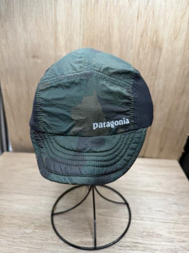 Patagonia Airdini Duckbill Running Hat 5 Panel Size Small  Green Camo Packable