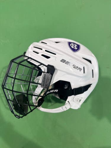 White Medium Bauer Re-Akt 150 Helmet (Used) Holy Cross