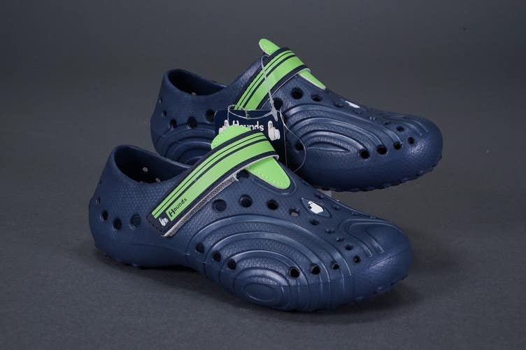 BOYS HOUNDS KIDS LIGHT WEIGHT ULTRALITE SHOES SLIP-ON NAVY/ LIME GREEN SZ 13/1