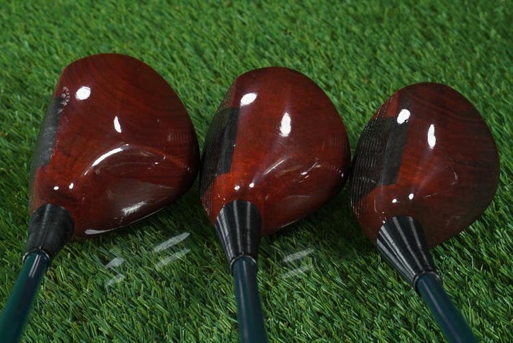 SUNSHINE SPORTS BLACK CAT THE ONE OIL HARDENED PERSIMMON WOODS SET 1W-3W-5W RH