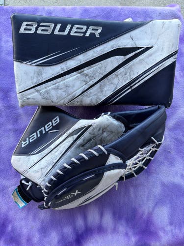 Blue Intermediate Bauer X5 Pro Goalie Gloves & Blockers Regular (Used)