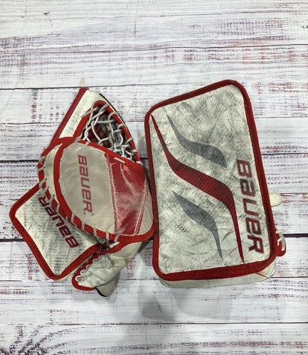 Red Youth Bauer Prodigy Goalie Glove & Blocker Set Regular (Used)