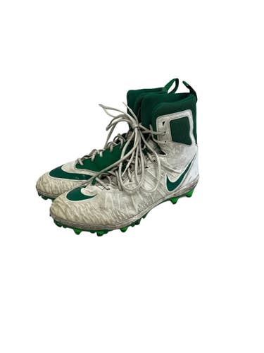 Used Nike FORCE SAVAGE VARSITY Adult FB Cleats White And Green Senior 12 11692-S000154336