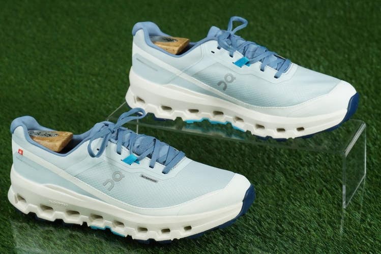 ON CLOUDVISTA 2 WATERPROOF SHOES TRAIL WOMENS 9, ARTIC & IVORY ~ WORN ONCE!!