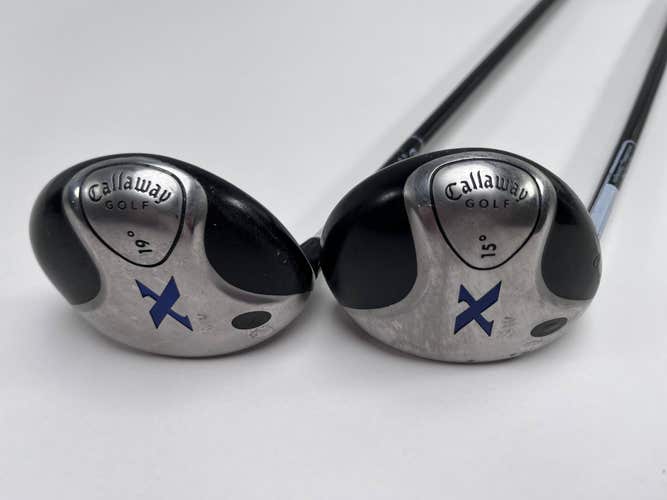 LEFTY Callaway X 3 & 5 Fairway Wood Set 15* 19* Fujikura 60g Regular LH