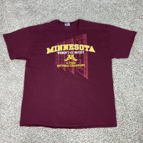 Minnesota Golden Gophers Shirt Mens XL Maroon NCAA Hockey Champions College Tee