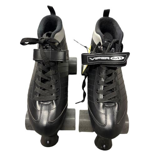 Used Riedell M1 VIPER Senior Roller Quad Skates Black Senior 8 10299-S000309543