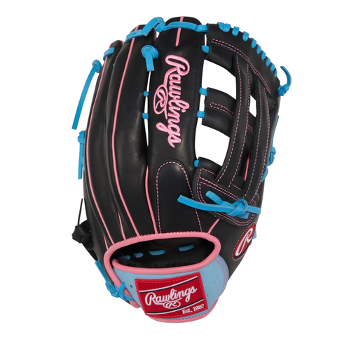 Used Rawlings R93029-6BP BB/SB Glove RH Throw Black And Carolina Blue 12 3/4" 11835-S000210410