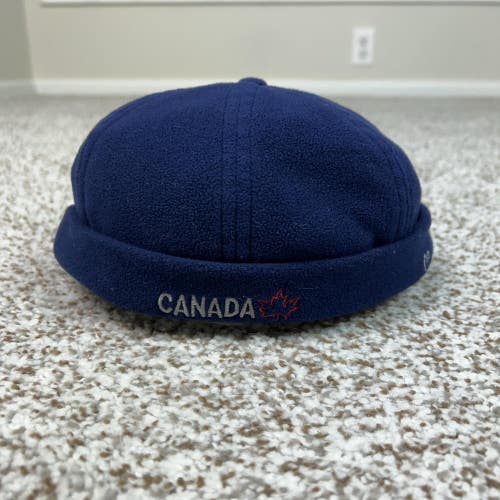 Roots Hat Cap Strap Back Mens One Size Navy Fleece Cuffed Canada Athletics