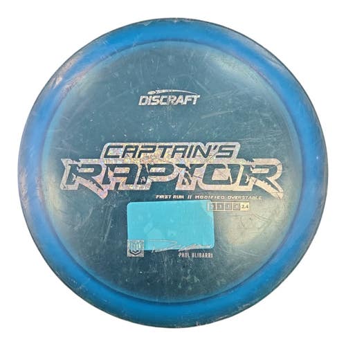 Used Discraft Z CAPTAINS RAPTOR Disc Golf Driver Royal Blue 174g 11450-S000524192