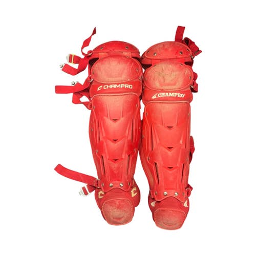 Used Champro CATCHERS SHIN GUARDS Catchers Leg Guards Red Junior 11859-S000032308