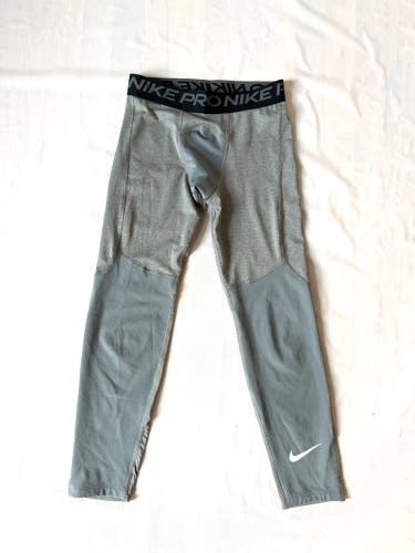 Nike Pro tights boys big kids gray dri-fit base layer training size M