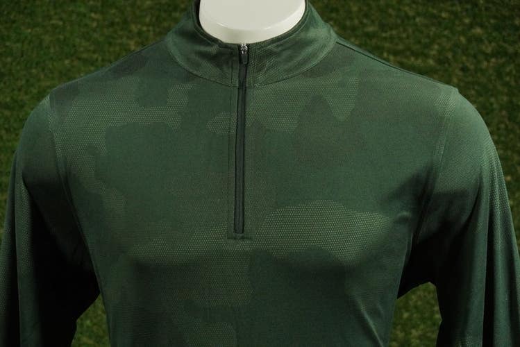 MENS MEDIUM KIRKLAND SIGNATURE PULLOVER PERFORMANCE 1/4 ZIP GREEN CAMO, VGC