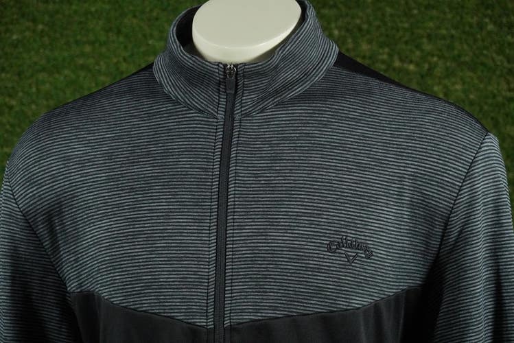 MENS XL CALLAWAY OPTI-DRI JACKET GOLF FULL-ZIP LONG SLEEVE BLACK, VGC