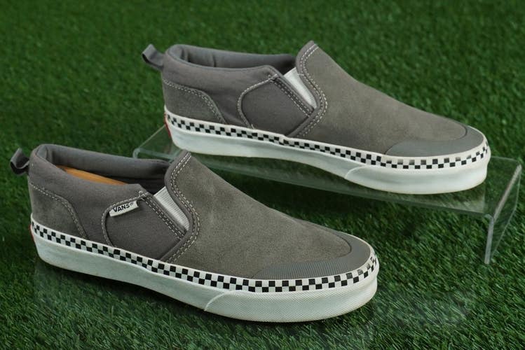 VANS ASHER DW CHECKER FOXING PEWTER CHILDRENS SLIP-ON SHOES, US KIDS 5