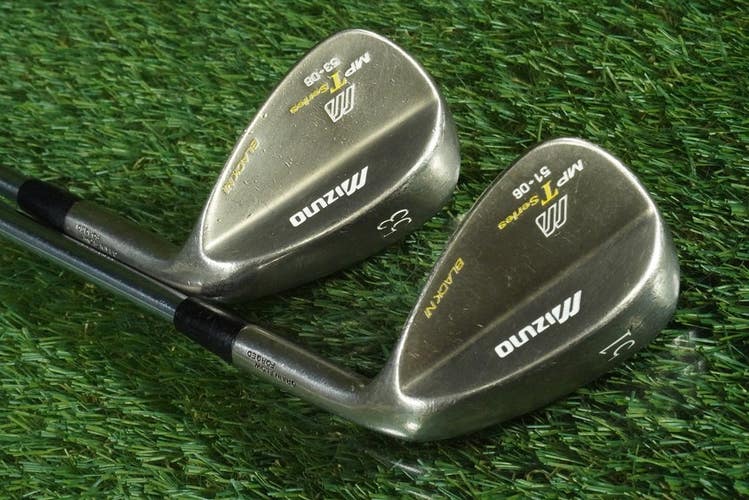MIZUNO MP T SERIES WEDGES SET BLACK NI STEEL SHAFT RH 51 6 ,53 8 ~ LOOK!!