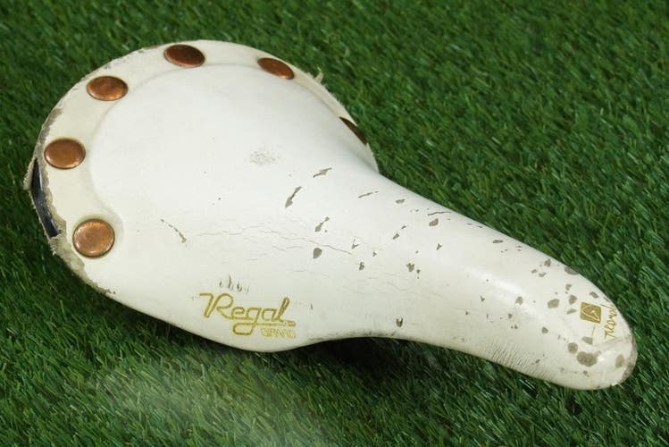1987 SELLE SAN MARCO REGAL GIRARDI WHITE LEATHER SADDLE ALUMINUM RAIL ~ VINTAGE!