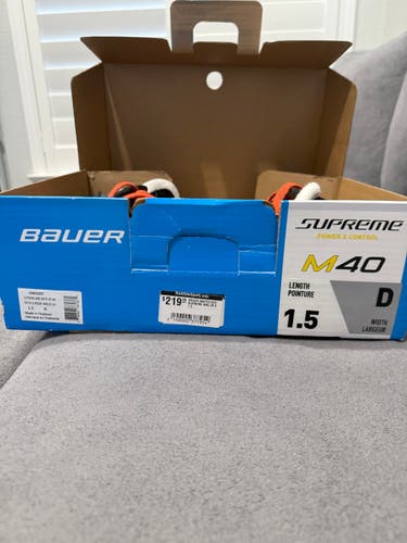 Black/Yellow 2025 Bauer Supreme M40 Hockey Skates Regular Width Size 1.5 (Used)