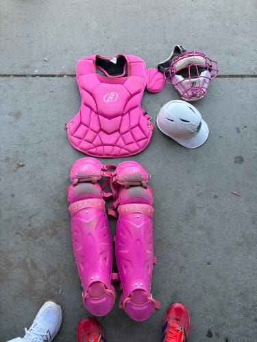 Pink Force 3 Catcher's Set + 2-piece custom mask (Used)