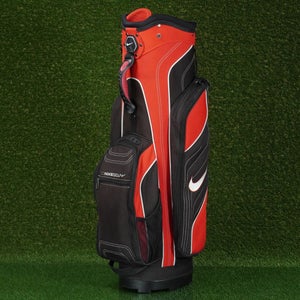 NIKE TECH CART BAG 14-WAY DIVIDERS PUTTER WELL GOLF BAG, SUNDAY RED & BLACK~ WOW