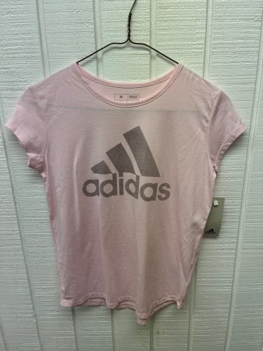 NWT Adidas Girls Medium Pink Tee Regular Fit NEW With Tags Sporty Casual Shirt