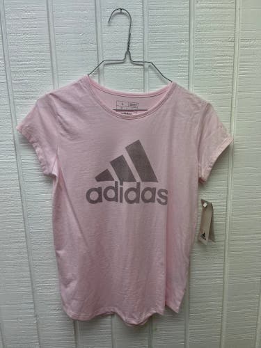 NWT Adidas Girls Medium Pink Tee Regular Fit NEW With Tags Sporty Casual Shirt