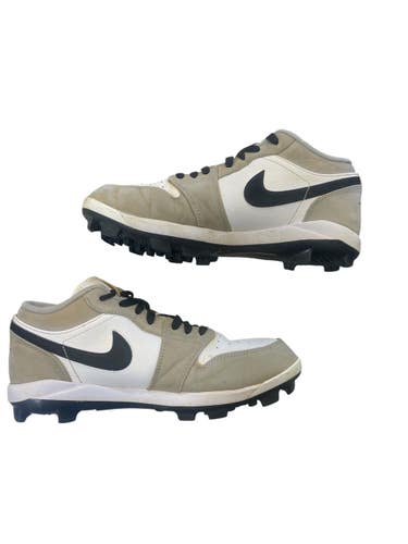 Used Nike JORDAN 1 LOWS Adult FB Cleats Grey And White Senior 8.5 11873-C000244217