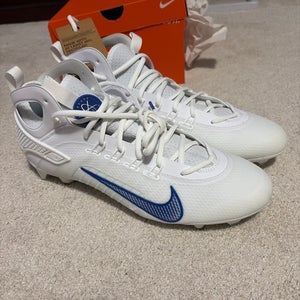 White/Blue Men's Size 13.0 (W 14.0) Nike Huarache Mid Top Molded Cleats (New)